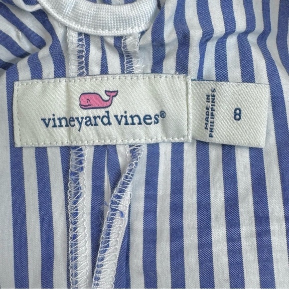 Vineyard Vines Sarah Blue Stripe Bow Back Sleeveless Poplin Top Preppy Resort. 8 - Picture 3 of 7